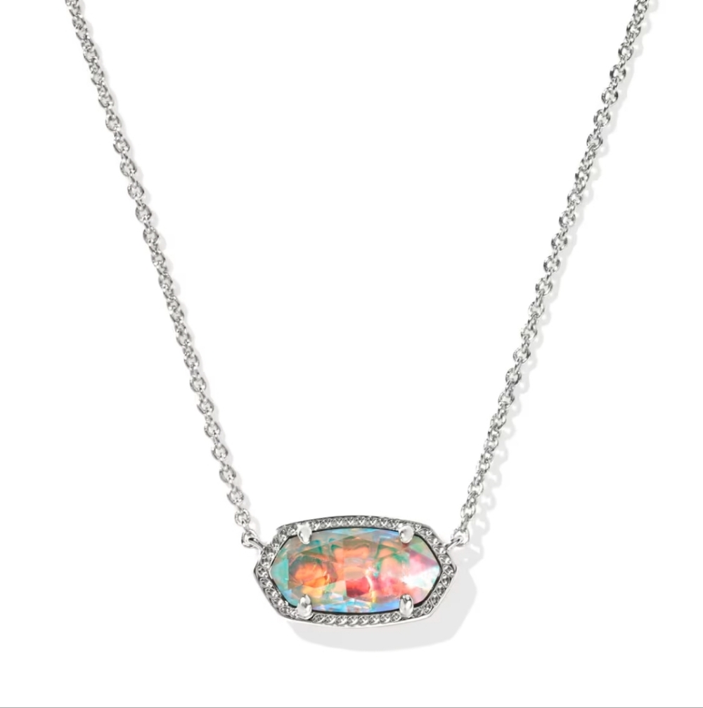 Kendra Scott Elisa Silver Pendant Necklace in Dichroic Glass
